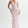 Suki Knit Maxi Dress With Flowers - Baby Pink