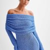 Marisol Off Shoulder Boucle Mini Dress - Periwinkle