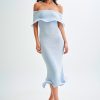 Molly Off Shoulder Knit Midi Dress - Sky Blue