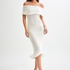 Molly Off Shoulder Knit Midi Dress - Ivory