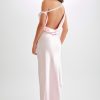 Yvette Slip Maxi Dress With Asymmetrical Hem - Pale Pink