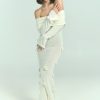 Kiki Off Shoulder Knit Rose Maxi Dress - Ivory