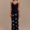 Suki Knit Maxi Dress With Flowers - Black/White