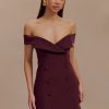 Noelle Off Shoulder Suiting Mini Dress - Mahogany