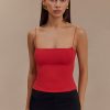 Arya Longline Spaghetti Strap Top - Ruby