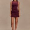 Posie Suiting Belted Mini Dress - Mahogany