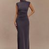 Elliot High Neck Sleeveless Maxi Dress - Dark Charcoal