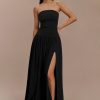 Maureen Cotton Shirring Maxi Dress - Black