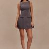 Evanna Sleeveless Suiting Mini Dress - Charcoal Grey