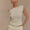 Chloe Off Shoulder Boucle Knit Top - Ivory