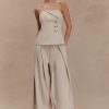 Katarina Wide Leg Suiting Pants - Sand