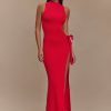 Stephanie Cut Out Knit Maxi Dress - Red