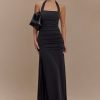 Bentley Peached Jersey Halter Maxi Dress - Black