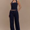 Dayna Denim Halter Top - Indigo Blue