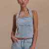 Dayna Denim Halter Top - Light Blue