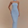 Andrea Strapless Knit Maxi Dress - Light Blue