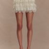Margaret Lace Ruffle Mini Skort - Cream