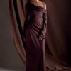 Iris Long Sleeve Satin Maxi Dress - Dark Chocolate