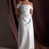Luna Satin Off Shoulder Gown - White