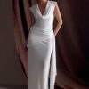 Giulia Chiffon Draped Maxi Dress - White
