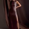 Violet Sleeveless Satin Maxi Dress - Dark Chocolate