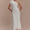 Chloe Peached Jersey One Shoulder Midi Dress - Ivory