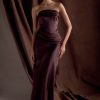 Jasmine Strapless Satin Maxi Dress - Dark Chocolate