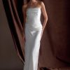 Jasmine Strapless Satin Maxi Dress - White