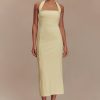 Amelita Suiting Halter Midi Dress - Pale Lemon