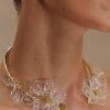 Naomi Acrylic Flower Necklace - Gold
