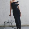Anastasia One Shoulder Modal Midi Dress - Black