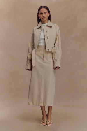 Fallon Cropped Denim Jacket - Stone Wash