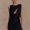 Oria Chiffon Mini Dress - Black