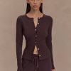Reese Fitted Knit Cardigan - Dark Chocolate