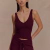 Natalya Ribbed Knit Cami Top - Merlot