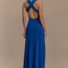 Marlee Asymmetrical Slinky Maxi Dress - Cobalt