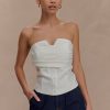 Zillah Strapless Cotton Top - White
