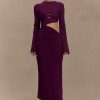 Azariah Long Sleeve Knit Midi Dress - Plum