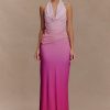 Bruna Slinky Fishtail Maxi Skirt - Ombre Pink