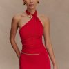 Mariposa Slinky Halter Top - Red