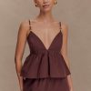 Janayia Cotton Beaded Top - Dark Espresso