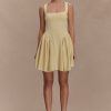 Sharon Scuba Jersey Mini Dress - Pastel Lemon