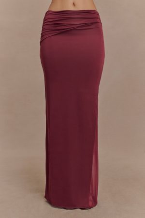 Judy Slinky And Mesh Maxi Skirt - Wine