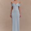 Bernadina Mesh And Slinky Halter Maxi Dress - Pale Blue