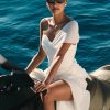 Tamara Shirred Chiffon Midi Dress - White