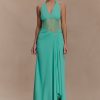 Jonna Chiffon And Mesh Maxi Dress - Lagoon