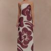 Amaya Strapless Chiffon Maxi Dress - Brown Deco Fleur Print