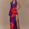 Stacy Knit Halter Maxi Dress - Purple/Red
