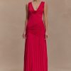 Dania Cowl Neck Slinky Maxi Dress - Fuchsia Pink