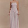 Bex Strapless Slinky Maxi Dress With Split - Pale Pink
